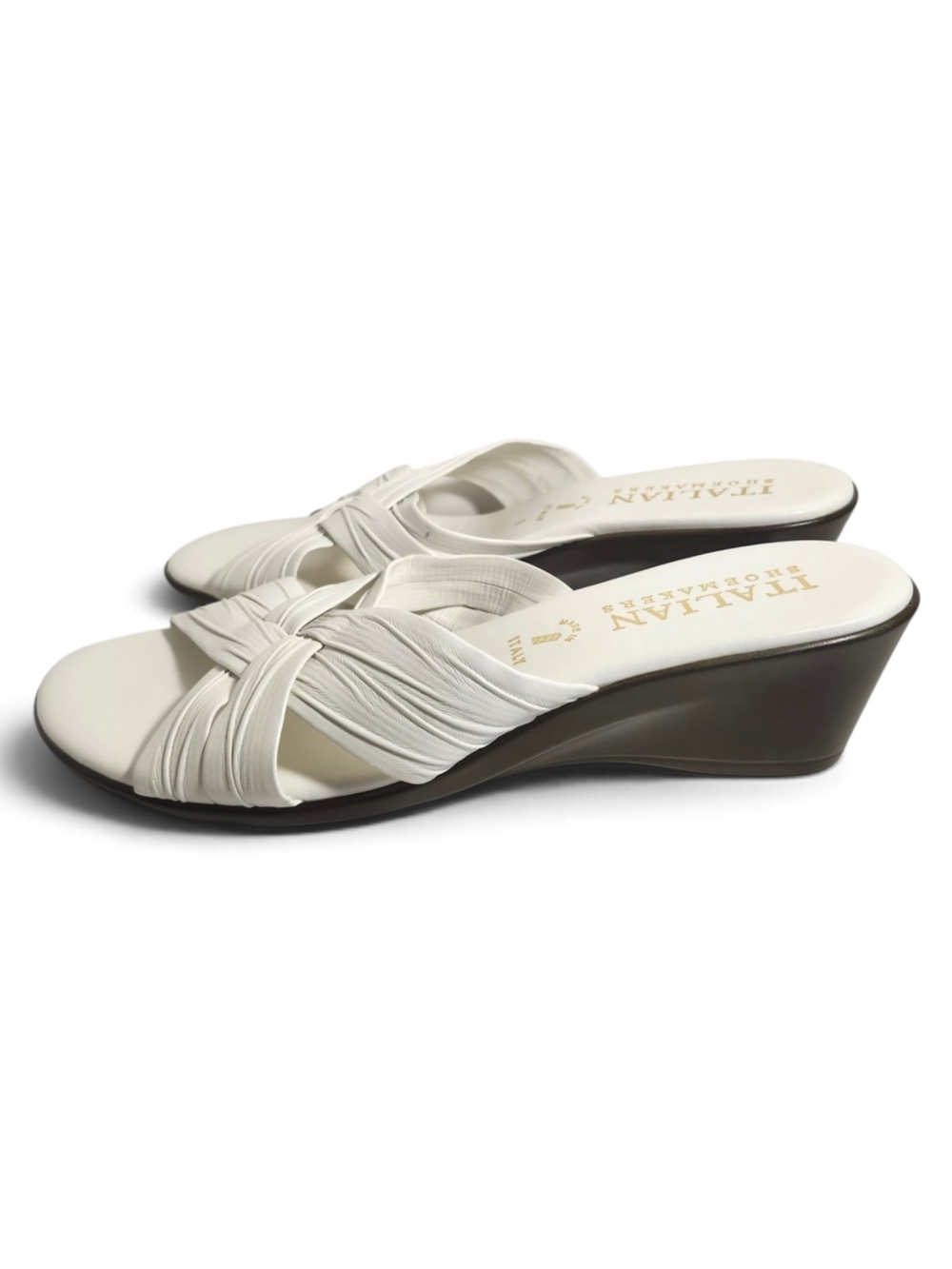 Italian Shoemakers White Wedge Slide Sandals Size 9